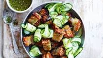 Pork belly bites with sweet and spicy sauce recipe Pork belly bites with sweet and spicy sauce recipe