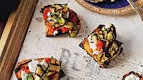 Zucchini and goat's cheese bruschetta with salsa rossa Zucchini and goat's cheese bruschetta with salsa rossa