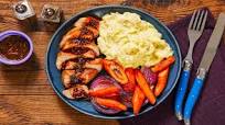 Rosemary Demi-Glace Pork Chops with Mashed Potatoes & Roasted Veggies Rosemary Demi-Glace Pork Chops with Mashed Potatoes & Roasted Veggies
