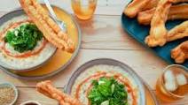 Congee with Chinese Crullers & Sauteed Greens Congee with Chinese Crullers & Sauteed Greens