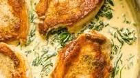 Pork Chops with Spinach Cream Sauce Pork Chops with Spinach Cream Sauce