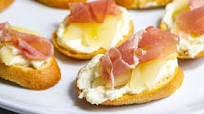 Giada's Grappa-Poached Pear Crostini Recipe Giada's Grappa-Poached Pear Crostini Recipe
