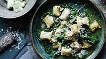 Gnudi with wilted bitter greens Gnudi with wilted bitter greens