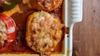 White Bean + Chicken Enchilada Stuffed Peppers White Bean + Chicken Enchilada Stuffed Peppers