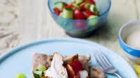 Chicken tikka with chopped salad and mango raita Chicken tikka with chopped salad and mango raita