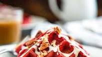 Red Velvet Waffles w/ Cream Cheese Glaze Red Velvet Waffles w/ Cream Cheese Glaze