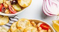 Vegan Chickpea Greek Salad with Pita Croutons Vegan Chickpea Greek Salad with Pita Croutons