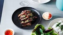 Pork neck with herbs and banh hoi noodles Pork neck with herbs and banh hoi noodles