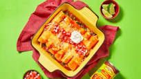 Red Chili Chicken Enchiladas with Old El Paso Mild Red Enchilada Sauce, Pico de Gallo & Sour Cream Red Chili Chicken Enchiladas with Old El Paso Mild Red Enchilada Sauce, Pico de Gallo & Sour Cream