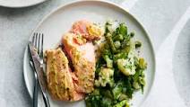 Mustard Salmon With Spring Vegetable Stew Mustard Salmon With Spring Vegetable Stew