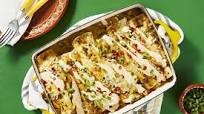 Salsa Verde Enchiladas with Poblano Pepper, Black Beans, and Monterey Jack Cheese Salsa Verde Enchiladas with Poblano Pepper, Black Beans, and Monterey Jack Cheese