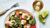 Tofu, watermelon and radish salad with nahm jim Tofu, watermelon and radish salad with nahm jim
