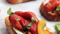Crostini Canapés with Goats Cheese and Roasted Peppers Crostini Canapés with Goats Cheese and Roasted Peppers
