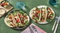 Spiced Beef & Hummus Tacos with Tomato-Cucumber Salsa Spiced Beef & Hummus Tacos with Tomato-Cucumber Salsa