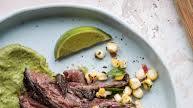 Skirt Steak with Avocado Pesto and Grilled Corn Relish Skirt Steak with Avocado Pesto and Grilled Corn Relish