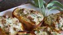 Bruschetta With Melted Cheese & Sausage Bruschetta With Melted Cheese & Sausage