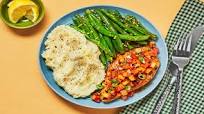 Brown Sugar Bourbon Chicken with Apple Pan Sauce, Garlic Mashed Potatoes & Zesty Green Beans Brown Sugar Bourbon Chicken with Apple Pan Sauce, Garlic Mashed Potatoes & Zesty Green Beans