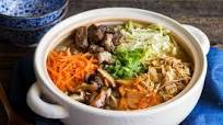 Pork and shiitake nabe hot pot with yuba noodles Pork and shiitake nabe hot pot with yuba noodles