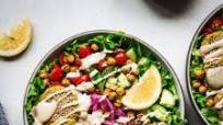 Mediterranean Salad with Falafel and Sumac Tahini Dressing Mediterranean Salad with Falafel and Sumac Tahini Dressing