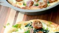Sausage & Spinach White Deep Dish Pizza Sausage & Spinach White Deep Dish Pizza