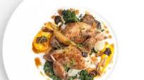 Partridge with Swiss chard, girolles, quince and chestnuts Partridge with Swiss chard, girolles, quince and chestnuts