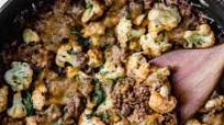 Cheesy Barbecue Ground Beef and Cauliflower Skillet Cheesy Barbecue Ground Beef and Cauliflower Skillet