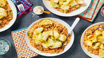 One-Pan Chicken Sausage Orzo with Lemony Yellow Squash Ribbons One-Pan Chicken Sausage Orzo with Lemony Yellow Squash Ribbons