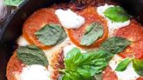 Skillet Margherita Pizza Topped with Burrata Cheese Skillet Margherita Pizza Topped with Burrata Cheese