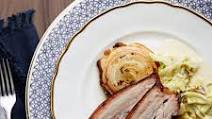 Roasted pork belly with creamed pointed cabbage Roasted pork belly with creamed pointed cabbage