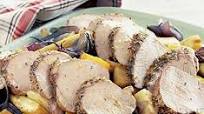 Herbed pork fillet with roast vegetables Herbed pork fillet with roast vegetables