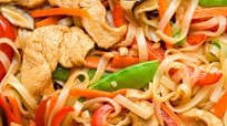Loaded Rice Noodle Stir Fry with Crispy Garlic {gluten free + dairy free + vegan option} Loaded Rice Noodle Stir Fry with Crispy Garlic {gluten free + dairy free + vegan option}