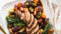 Balsamic Pork Tenderloin with Roasted Brussels Sprouts, Butternut, & Apples Balsamic Pork Tenderloin with Roasted Brussels Sprouts, Butternut, & Apples