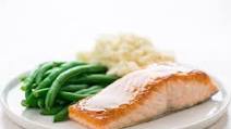 Brown Sugar Salmon with ranch mashed potatoes and green beans Brown Sugar Salmon with ranch mashed potatoes and green beans