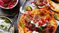 Beef Kati Rolls with Pickled Onions, Kachumber Salad, Raita and All-Butter Paratha Beef Kati Rolls with Pickled Onions, Kachumber Salad, Raita and All-Butter Paratha