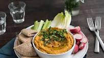 Carrot hummus with pita bread Carrot hummus with pita bread