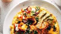Egg Waffles with Romesco and Goat Cheese Egg Waffles with Romesco and Goat Cheese