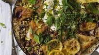 Persian chicken with rice, pistachio and mint Persian chicken with rice, pistachio and mint