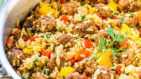 Easy One-Skillet Sausage and Peppers with Rice Easy One-Skillet Sausage and Peppers with Rice