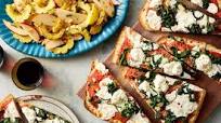 Spinach & Two-Cheese Focaccia Pizzas with Maple-Roasted Squash & Apple Salad Spinach & Two-Cheese Focaccia Pizzas with Maple-Roasted Squash & Apple Salad
