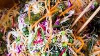 Vegan rice noodle salad with sesame dressing Vegan rice noodle salad with sesame dressing