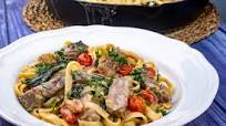 One Pot Fettuccine Alfredo with Spinach, Steak, and Cherry Tomatoes One Pot Fettuccine Alfredo with Spinach, Steak, and Cherry Tomatoes