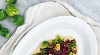 Crispy Brussels with Pomegranate, Lemon & Hummus Crispy Brussels with Pomegranate, Lemon & Hummus