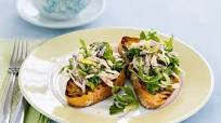 Basil and lemon chicken salad on toasted ciabatta Basil and lemon chicken salad on toasted ciabatta