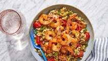Garlic Shrimp & Pesto Barley with Corn & Tomatoes Garlic Shrimp & Pesto Barley with Corn & Tomatoes