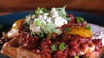 Cornbread Waffles with Ranch-Style Eggs and Cilantro Crema Cornbread Waffles with Ranch-Style Eggs and Cilantro Crema