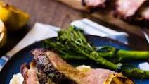 Grill-Roasted Pork Shoulder with Broccolini and Applesauce Grill-Roasted Pork Shoulder with Broccolini and Applesauce