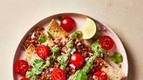 Lentil Enchiladas With Roasted Pepper & Cashew Crema Lentil Enchiladas With Roasted Pepper & Cashew Crema