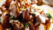 Roasted Pumpkin with Lemon Yogurt Sauce and Pine Nuts Roasted Pumpkin with Lemon Yogurt Sauce and Pine Nuts