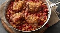 Skillet Chicken Thighs With Fire-Roasted Tomatoes and Smashed White Beans Skillet Chicken Thighs With Fire-Roasted Tomatoes and Smashed White Beans