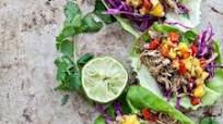 Slow Cooker Pork Carnitas Lettuce Wraps with Mango Salsa Slow Cooker Pork Carnitas Lettuce Wraps with Mango Salsa